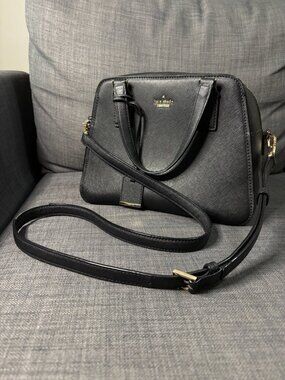 Kate Spade Black Leather "Cameron Street Little Babe" Satchel Handbag with Strap